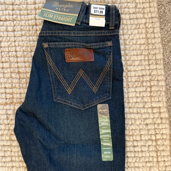 Wrangler Retro Slim Straight Dark Denim Jeans - Picture 1 of 3